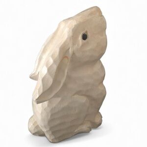 Handcrafted Cream Wooden Rabbit Figurine signed James Haddon